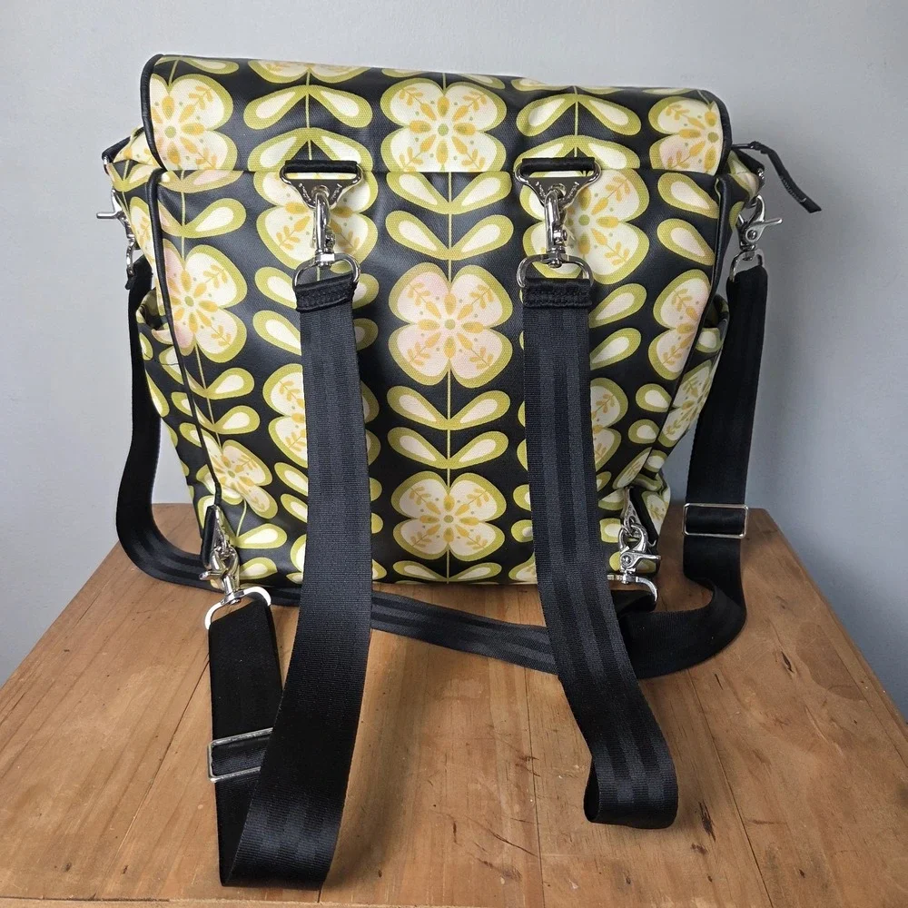 Petunia Pickle Bottom Diaper Bag Backpack Yellow Floral Convertible Baby Bag